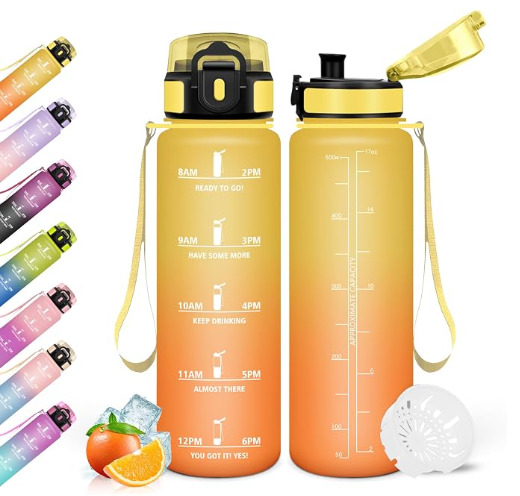 Water Bottle, 500 ml, Leak-proof with Time Marking